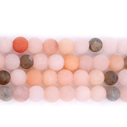 GEM-Inside Natural Round 6mm Matte Frosted Multicolor Moonstone Stone Gemstone Loose Beads for Bracelets Jewellery Making 15'' - Image 2