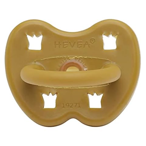 HEVEA Coloured Natural Rubber Pacifier with Natural Colour Pigments, Plant Based, Plastic-Free, Non-Toxic, Eco-Friendly, BPA-Free (Turmeric, 3-36 Months Round teat shape) Cover