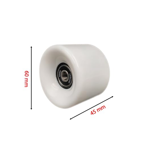 CREAJOY Skateboard Wheels 60mm 95a with Bearings, Set of 4 (White)