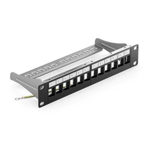 Panneau de brassage 1U rack blindé 12 ports argenté pour armoire informatique