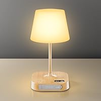 Anordsem Outdoor Dimmbar Tischlampe Kabellos: 8000mAh Aufladbar Batterie Touch Nachttischlampe für Nachttisch - Outdoor Deko schreibtischlampe mit 2USB-Ladeanschlüssen für Camping [Holzmaserung]