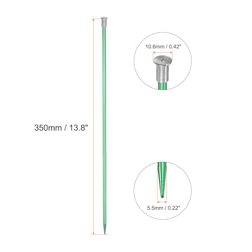 uxcell 2Pcs Aluminum Knitting Needles 5.5mm (US Size 9) Single Pointed Knitting Needle 13.8 Inches Length Metal Weaving Tool for Handmade Projects DIY, Green by uxcell - Image 2