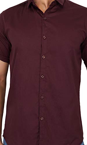 Image of U-TURN Men's Cotton Solid Half Sleeve Shirt