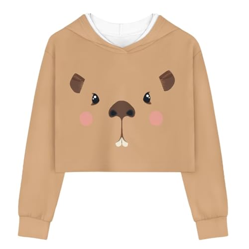 Girls Tops Size 5-14 Long Sleeve Cropped Hoodie Crew Neck Sweatshirt Girls Fashion Pullover Kids Fall Clothes