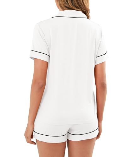 Image of Womens Pajamas Set Short Sleeve Sleepwear Button Down Pjs Shorts Set Soft Pjs Lounge Set With Pockets