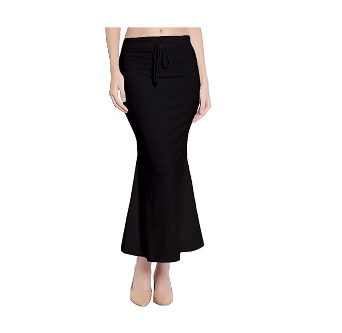 Image of Saree Shapewear Petticoat for Women Cotton Blended Lycra Shaper Petticoat with Elastic & Lace (Drawstring) Long Under Skirt Fishcut Wrinkle Free Shapewear