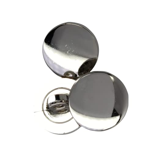 BOTIBOTON 12 Botones Dorados y Plateados - Planos y Brillantes - 5 Medidas - Accesorio de Costura para Abrigos y Americanas - Fabricado y Enviado desde España (Plateado, 15 mm)