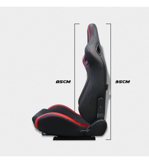 yibo MIAUTO Asiento Deportivo Coche,Semibaquet Ajustable,Adaptable para Coches,Ríeles incluidos,Conductor y Pasajero,para Coche y Simulador de Conducción (COPILOTO-R, Y-N770)