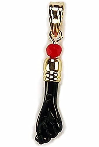RC & J GENERAL 14kt Gp Black Hand Evil Eye Lucky Charm Pendant Azabache Mal De Ojo Dije