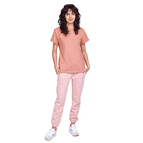 Image of Bewakoof Women's Cotton Relaxed Fit Solid Boyfriend Fit Round Neck T-Shirt