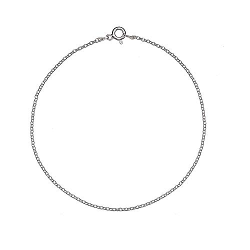 Solid 925 Sterling Silver 1.7Mm Italian Round Rolo Cable Link Chain Anklet - 10" #TOP16