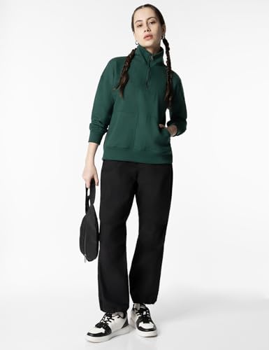 Image of FYLTR Women's Casual Stand Collar Sweatshirt with Drop Shoulder & Boxy Fit - Zip Closure | Utility Pockets | Rib Hem & Cuff | Sweatshirts for Women | Casualwear
