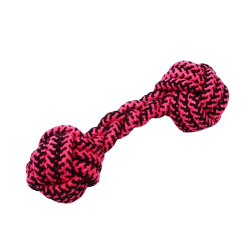 Image of Knotted Dumbbell Rope for Dogs and Pets |Durable Chew Cotton Knotted Dumbbell Shape Tug Rope Toy |Chewing and Teething for Dogs and Puppies Woven Rope Dog Toy, 23 cm (Red)