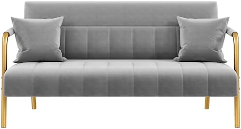 Yaheetech 56.5" Small Sofa 2 Seater Couch with Gold-Tone Legs, Li...