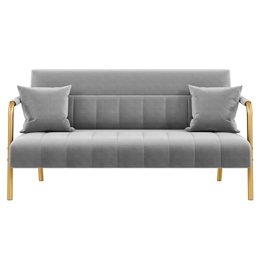 Yaheetech Small Velvet Couch with Gold Accents