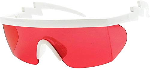 ShadyVEU Semi Rimless Red Translucent Lens Sports Performance Sunglasses White Half Frame ZigZag Arms Utility Goggles3