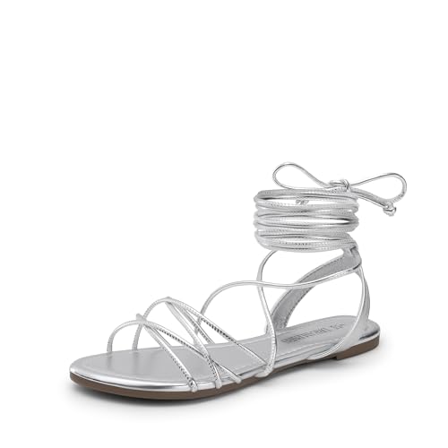 DREAM PAIRS Lace-up Gladiator Sandals Strappy Dressy Summer Flat Sandals for Women
