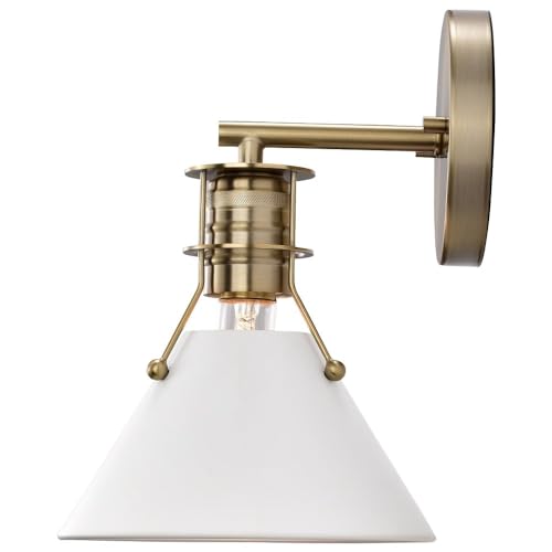 Image of Nuvo Lighting 60 /7519 Outpost - 1 Light Wall Sconce in Contemporary Modern Style-9.75 Inches Tall and 7 Inches Wide, Matte Black /Burnished Brass Finish with Matte Black Shade