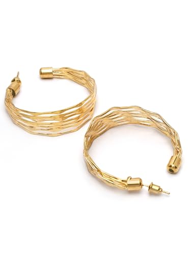 Image of Bohey by KARATCART Gold-Toned Classic Half Hoop Earrings for Women