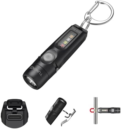 S15Pro Keychain Flashlight,750 High Lumen EDC Pocket Flashlight with Clip,USB C Rechargeable Mini Flashlight with Magnet,Suitable for Hiking, Camping, Repair(Black)