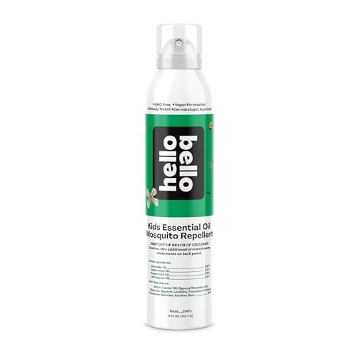 Image of Hello Bello Mosquito Repellent Spray, with Natural Lemongrass, Cedarwood, Citronella, and Peppermint Oils, 5oz Can