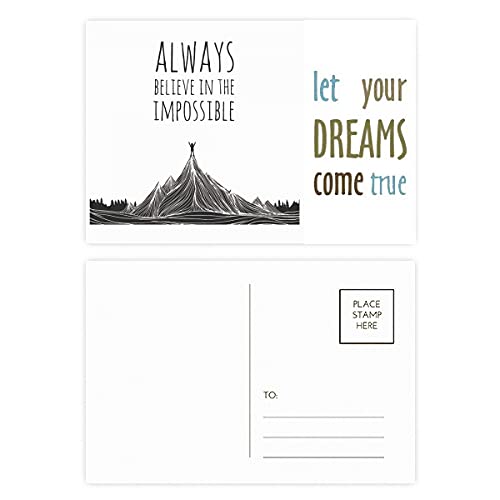 Tarjetas de agradecimiento con cita Believe Impossible en blanco y negro, pack de 20