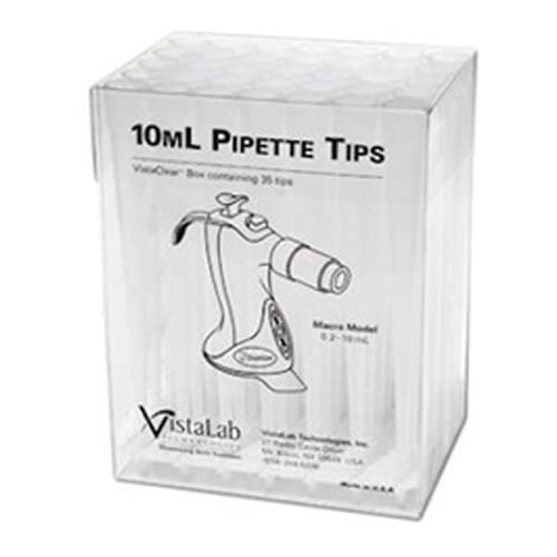 VistaLab 4058-6133 RNase/DNase Certified Micro Pipette VistaClear Tip, 10mL Volume, Sterile (Box of 35)