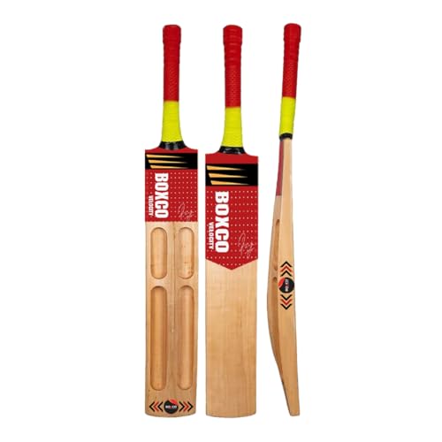 Image of Boxco Velocity Full Size Wooden Cricket Kit - Includes Full Size Capsule Cricket Bat, 3 Wickets, Heavy Tennis Cricket Ball, 2 Bails & Carry Bag