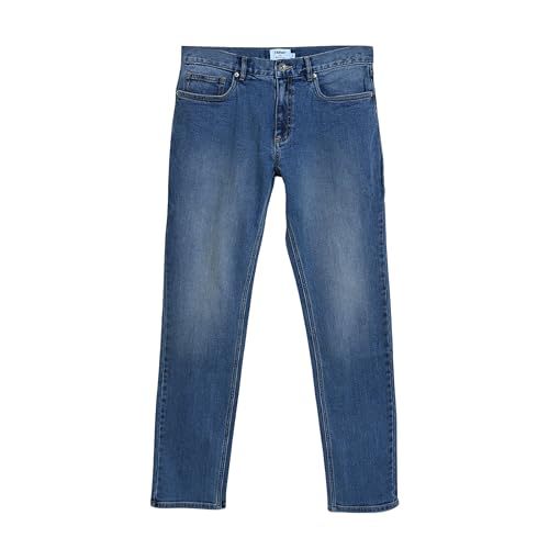 Farah Jeans da Uomo in Denim Lavato Dritto Olmo, 28, Azzurro risciacquo