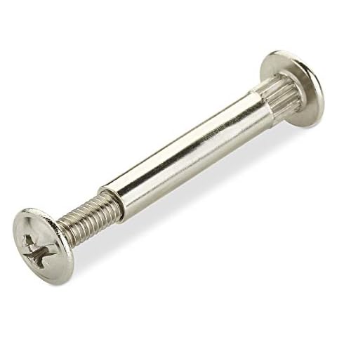 10 Stück SOTECH Möbelschrauben CONNECT Ø 5 mm mit M4 Gewinde Verbindungsschraube mit Hülse Stahl vernickelt für Holzstärke 31-40 mm Schrankverbinder Kreuzschlitz PZ2 und Flachklinge Möbelverbinder Cover