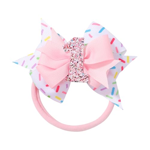 Birthday Hair Bow Hair Headband for Girls 1 2 3 4 5 6 Years, Baby Girl Accessories Bow Birthday Decorations, Pink Baby Girls Ice Cream Hair Bows Headband for 1st