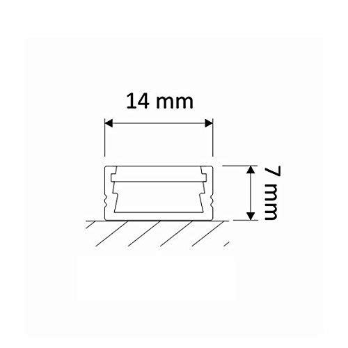 Perfil de aluminio DL1407, 10 m, 5 barras de 2 m, para tiras LED, con cubierta opaca, tapas y grapas de montaje incluidas