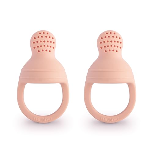 Image of mushie Silicone Baby Fresh Fruit & Food Feeder Pacifier | 6 Months+ (Blush)