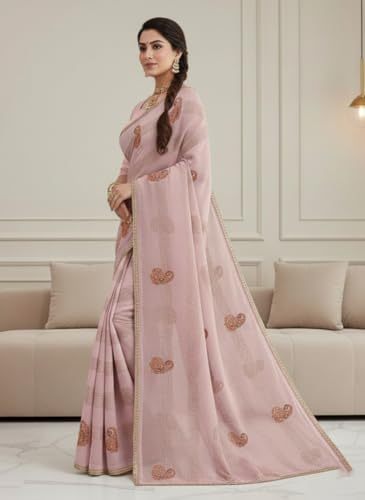 Image of Yashika Women's Georgette Art Silk Bandhej Zari Work Embroidered Saree | Women Sari