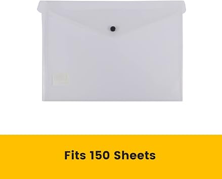 Bantex, Clear Document Wallet, PP, A4, Button Closure, Clear