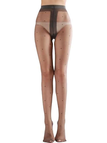 Image of Sahabowi Women Sheer Tights, High Waist Pantyhose, Vintage Control Top Stockings(Patterns Colourful), Pantyhose5