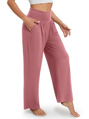 Image of Gracyoga Wide Leg Yoga Pants for Women Casual Loose Cozy Sweatpants High Waisted Lounge Pajama Flowy Pants With Pockets
