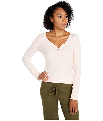 PJ Salvage Women's Loungewear Textured Basic Long Sleeve Pajama Top, Blush, M