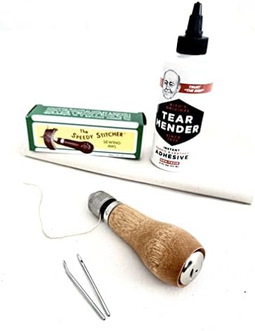 Montana Outdoors Canvas Sewing & Repair Kit with 6+ Square Ft of Heavy-Duty Canvas, Speedy Stitcher Sewing Awl Kit & TearMender Fabric Glue