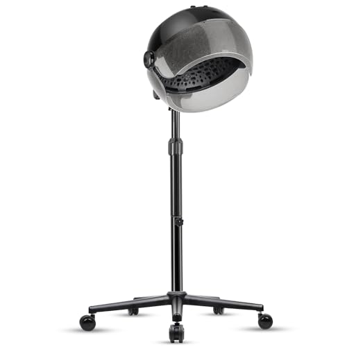 Hooded Hair Dryer, Standing Hair Dryer on Wheels, Sit Under Dryer with 3 Temperature Settings, for Salon, Spa or at Home Use Black