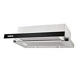 Dunstabzugshaube Flachschirmhaube F.BAYER RAI 50EGS 50cm Edelstahl Schwarzglas Dunstabzug 900m³/h EEK D LED