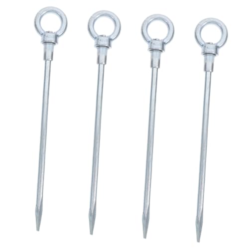 GOOHOCHY 4 Pcs Heavy Duty Tent Stakes Galvanized Ground Pegs for Secure Anchoring Grass Sand Soft Soil Durable Camping Tarp Pegs for Outdoor Adventures and Family Trips
