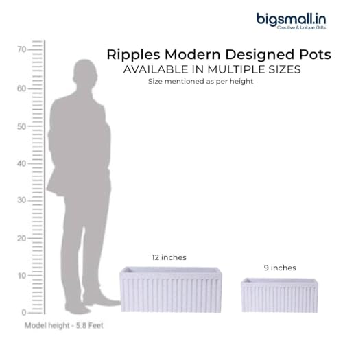 Image of Bigsmall Designed Plant Pots, Premium Durable Polymer Flower Pots for Indoor & Outdoor Plants - Lightweight, Stylish, and Weather-Resistant Garden Planters (Ripples- White Stone, 12 Inch)