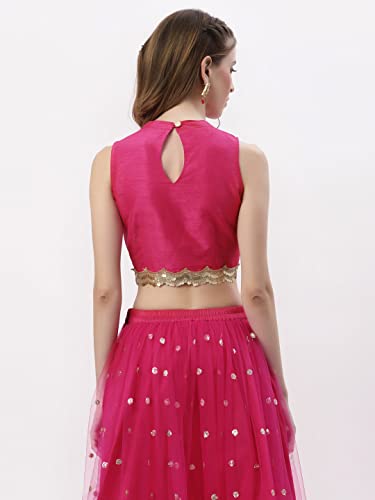 Image of studio rasa Women's Dupion Sequin Embellished Crop Top for Wedding Festive