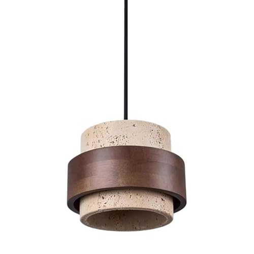 MCWYH Lámpara colgante de techo de piedra natural nórdica Wabi-Sabi Lámpara de piedra de cueva amarilla Vintage Granja Travertino Droplight Mesita de noche Restaurante Cocina Comedor Barra de madera m