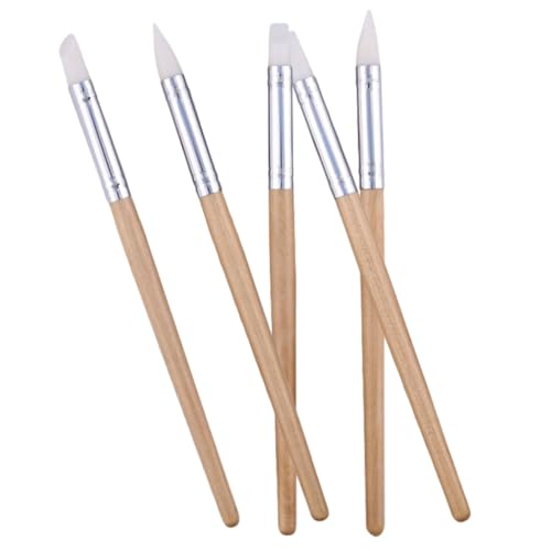 jojofuny Kit de 5 Outils de Sculpture en Argile en Bois et Silicone, Solides et Faciles à Nettoyer, Poterie et l'art Pâte Polymère