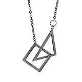 AMDXD Collar para hombre en acero inoxidable, colgante triángulo cuadrado, collar vintage para mujeres y hombres, negro, Acero inoxidable, Sin circonitas cúbicas