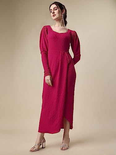 Image of Sheetal Associates Women's Puff Sleeve Wrap Bodycon Casual Maxi Dress Black