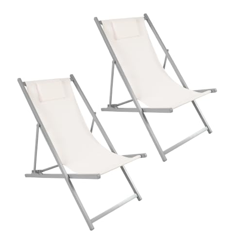 Baroni Home Chaise longue pliable et inclinable avec coussin rembourré, chaise longue de jardin et plage avec dossier inclinable, tissu imperméable...