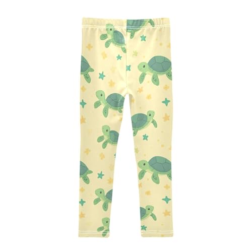 Turtle Cartoon Girls' Leggings Toddler Doodles Cute Kids Yoga Pants Dance Active Tights 4T2